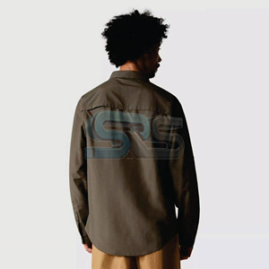 เสื้อเชิ้ตผ้าสักหลาดแขนยาวสำหรับผู้ชาย, เสื้อผ้าลำลองผ้า100% ระบายอากาศได้ดีแห้งเร็วไซส์ใหญ่พิเศษสำหรับฤดูใบไม้ร่วงโลโก้ออกแบบได้ตามต้องการ - Product Image 3