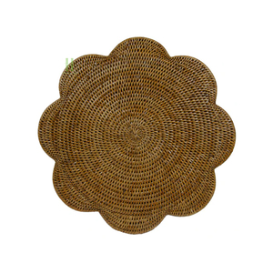 Mantel Individual redondo festoneado de mimbre, platos de cargador de ratán bohemio para decoración de mesa, vajilla hecha a mano de Vietnam - Product Image 4