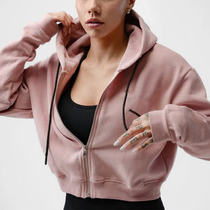 Sudadera corta personalizada OEM para mujer, sudadera corta de moda, precio de fábrica - Product Image 2