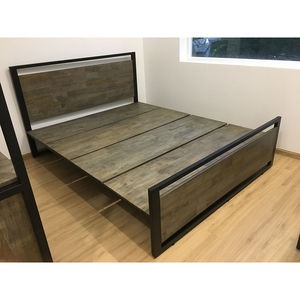 Cama con Estructura de Hierro de Diseño Industrial SFGN007, Ferro Madera y Caucho con Acabado Marrón - Product Image 2