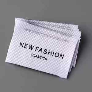 Échantillon gratuit, nouvelle conception, étiquettes de vêtements blanches tissées personnalisées, étiquettes en coton à repasser, marques privées, imprimées, utilisation en machine, sacs - Product Image 4