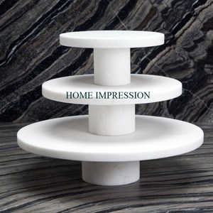 Soporte de pastel hecho de mármol con color blanco y negro Diseño agradable Soporte de exhibición de mesa Decoración Servir artículos Fiestas y bodas - Product Image 3