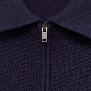 Polo d'été à demi-fermeture à glissière en coton grande taille pour hommes T-shirt en jersey respirant à manches courtes de couleur unie - Product Image 5