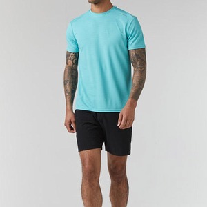 Atlético hombres algodón Spandex cuello redondo deportes camiseta nueva llegada transpirable secado rápido Fitness gimnasio entrenamiento correr - Product Image 5
