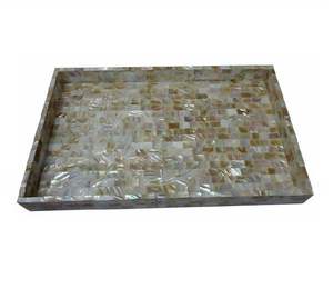 Plateau de service en bois de qualité supérieure avec incrustation de nacre plateau d'affichage à chocolat décoratif vaisselle pour plats alimentaires assiettes - Product Image 1