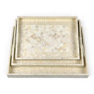 Plateau rectangulaire en nacre pour collations et fruits, plateau de service naturel, plateau en coquille, fabriqué directement au Vietnam - Product Image 1