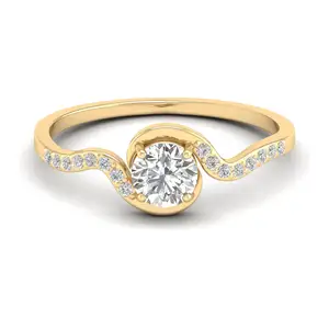 Proveedor caliente Diseño de joyería 18K Oro amarillo IGI Certificado Corte redondo Anillo de diamante solitario Anillo de compromiso de boda personalizado