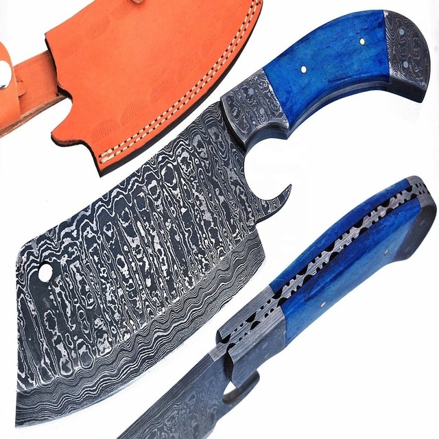 Custom Handmade Damascus Steel Kitchen Chef Knife Clever Knife Out Standing Edge Color Handle