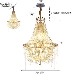 32" <b>Chrome</b> Empire Crystal <b>Chandelier</b> Lighting for Dining Room Living Room Foyer Hallway Bedroom Entryway,LED Dimmable 30 - Product Image 1