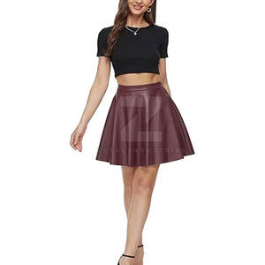 Falda de cuero ligera de tamaño personalizado para mujer, cómoda, transpirable, ecológica, informal, hasta la rodilla para mujer - Product Image 4