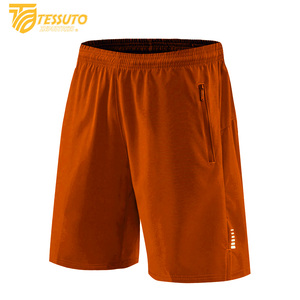 Te New 2025 Summer Trend Men's Gym Sports Shorts Outdoor Running Fitness Breathable Double <b>Layer</b> Solid Plain Dyed - Product Image 4
