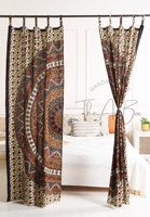 Nouveau Style ethnique tenture murale à la main marron rideau indien reine coton Mandala chambre porte diviseur rideaux ensemble décor à la maison