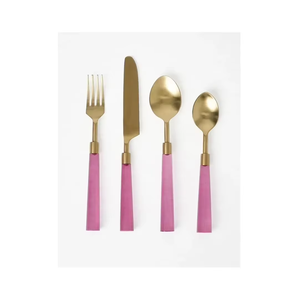 Juego de Cubiertos de Resina Rosa Premium con Cabeza Acabada en Dorado, Perfecto para Hoteles, Restaurantes y Cafeterías, Venta al por Mayor desde India - Product Image 6