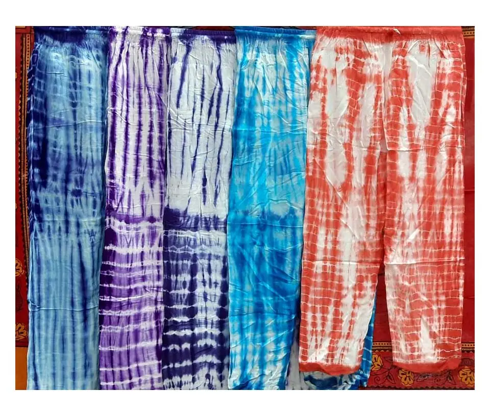 Rayon Tie Dye Stoff Strand tragen Harems hosen für Damen Kleidung zum Export preis vom indischen Hersteller erhältlich GC-AP-236