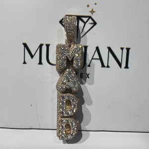 Collares con Colgante de Plata de Ley 925 con Moissanita VVS, Chapados en Oro, con Letra Personalizada, Diseño Único y Moderno, Estilo Hip Hop - Product Image 5