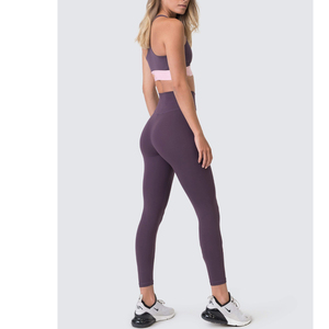Ensemble de Yoga sans couture à séchage rapide pour femmes soutien-gorge de sport réversible Leggings respirant athlétique Fitness hauts bas motif solide XS - Product Image 6