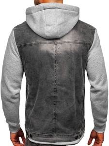 แจ็คเก็ตยีนส์มีฮู้ดสำหรับผู้ชาย สไตล์ฮิปฮอป แจ็คเก็ตยีนส์ย้อนยุค แจ็คเก็ตบอมเบอร์ลำลองแนวสตรีท เสื้อคลุมฮู้ดดี้สำหรับผู้ชาย  2026 - Product Image 4