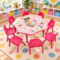 Ensemble table et chaises réglables en plastique Montessori pour la maternelle, coloré, pour activités créatives, arts et collations des tout-petits