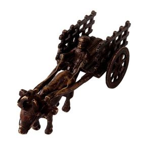 Figurine décorative en laiton Antique indien fait à la main, petite sculpture de Chariot de bœuf, Statue, décoration de la maison, 7.00 pouces SNE-292 - Product Image 2
