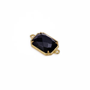 Handmade Black <b>Onyx</b> Textured Gold Plated Bezel Faceted Rectangle Connector for <b>Necklace</b> & Jewelry Making Wholesale Supplies - Product Image 4