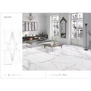 Vistaar Calacatta Carreaux de dalle de porcelaine en marbre brillant 1200x2400mm 48x96in pour sols de villa et d'hôtel - Product Image 1