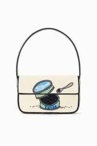 Sac à bandoulière tendance rose à carreaux vichy perlés pour femme, petit sac de soirée rectangulaire à motif à carreaux avec sangle en cuir blanc - Product Image 4