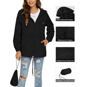 Chaqueta Cortavientos con Capucha para Adultos, de Nailon/Poliéster, Talla Grande, Impermeable, Transpirable, Conjunto Informal de Invierno, Cómodo, Cintura Alta - Product Image 3