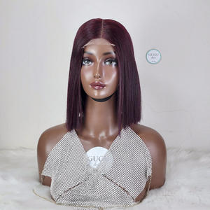 วิกผมบ็อบสั้นแบบมีลูกไม้ปิดตรงสีเบอร์กันดี99J เข้ม - Product Image 4