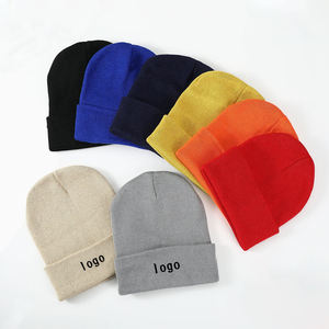 Custom Logo Knit Beanie <b>Hat</b> Winter Warm Cap Unisex Cuffed Beanie Wholesale Bulk Order Embroidered Label Streetwear Beanie - Product Image 1