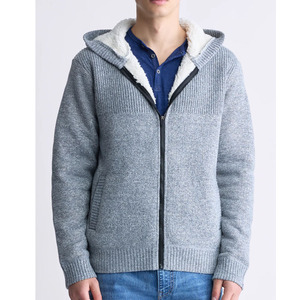 Veste d'automne décontractée chaude à capuche Sherpa en polaire brodée pour hommes - Product Image 3