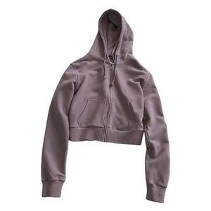เสื้อมีฮู้ดสำหรับผู้หญิงมีซิปพิมพ์ลายโลโก้สูงเสื้อมีฮู้ดสำหรับผู้หญิงเสื้อผ้าลำลองมีซิปสี - Product Image 3