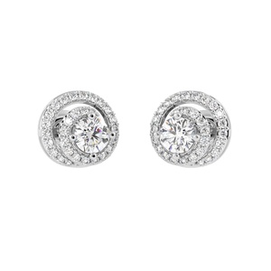 Gemver 2 Carat Round Brilliant Cut Lab Grown Diamond Stud Boucles d'oreilles pour femmes IGI Certified 18k White Gold Polished Diamond - Product Image 1
