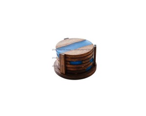 Popular Customized Resin Acacia Wood Coasters Luxury Home Decor Epoxy Resin Acacia Wood En Coaster <b>Mats</b> & Pads - Product Image 6
