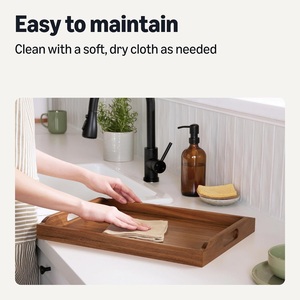 Plateau de rangement et de service en bois massif de qualité supérieure avec finition lisse et poignées faciles à saisir pour la cuisine, la salle à manger, la table basse et la décoration intérieure - Product Image 6