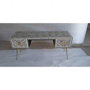 Table de console en fer de meubles d'incrustation d'os antiques faits à la main avec la conception optique 2 tiroirs pour la maison ou la villa de bureau - Product Image 5