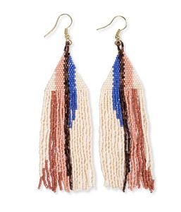 Pendientes colgantes de cuentas coloridos hechos a mano para mujer, flecos largos con cuentas de semillas, accesorios de moda coloridos personalizables - Product Image 3