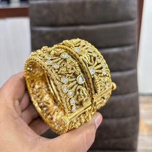 Bracelets Patla ouvrables plaqués or classiques pour la fête pour les femmes filles vêtements traditionnels élégants pour les fonctions de cérémonie - Product Image 1