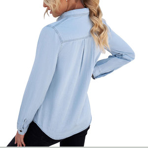 Chemise en jean pour femmes, nouvelle arrivée, respirante, vente en gros, légère, coupe ajustée, chemise en jean matelassée coupe-vent pour femmes - Product Image 6
