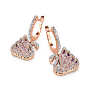 Boucles d'oreilles Jeulia Dreamy Swan en or rose et argent sterling avec diamant et zircon - Product Image 3