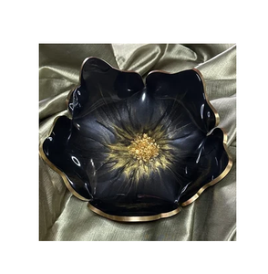 Proveedor mayorista de tazones de resina con diseño de flores y brillantina, borde dorado, artesanías, último modelo de tazón de resina elegante - Product Image 1