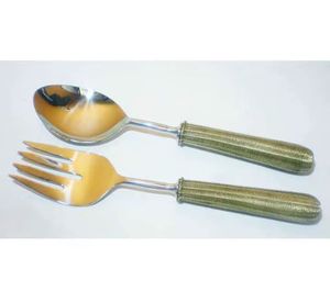 Mango de piedra y juego de servidor de ensalada de acero inoxidable, utensilios de cocina, accesorios de cocina, utensilios de cocina - Product Image 4