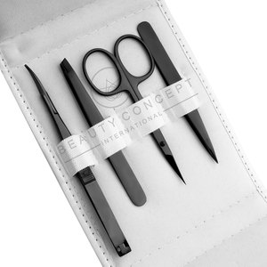 Juego de tijeras y pinzas para el cuidado de las cejas Expert con acabado negro de Plasma, lo mejor para recortar cejas rebeldes, recortar y dar forma - Product Image 1