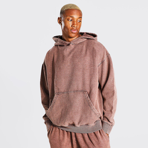 Sudadera con capucha Vintage High Street Series 100% algodón francés lavado con piedra ácida de alta calidad polar invierno bolsillo XS tamaño estampado sólido - Product Image 1