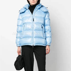 Femmes hiver extérieur épais bulle veste capuche fermeture à glissière respirant Polyester/Nylon doublure tricoté personnalisable haute - Product Image 2