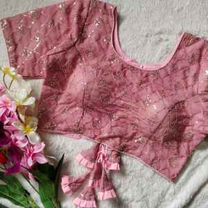 À la mode Attrayant Fantaisie Designer Outfit Vente Chaude Dernière Georgette Lourde Chemisier Avec Séquence Travail Fournisseur De L'Inde - Product Image 2