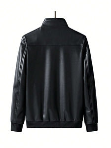 Giacca in Pelle di Alta Qualità OEM per Uomo, Foderata in Cotone, Logo Frontale Personalizzabile, Ecologica, Antivento e Antibatterica - Product Image 2