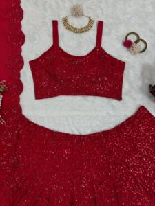 Lehenga Choli moderne pour soirée, en tissu de soie chinon, séchage rapide, jusqu'à la taille 44, avec doublure intérieure - Product Image 4