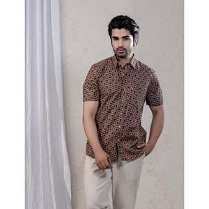 Camisa Casual de Algodón para Hombre, Manga Corta, Estampada, 100% Popelina, Patrón Geométrico, Suministro ODM, Talla XL - Product Image 3