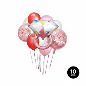 Lot de 10 décorations en forme de rose avec diamants pour bagues de fiançailles, pour bouquet de mariage et de fête prénuptiale, avec feuille métallique S Quiero Spain - Product Image 1