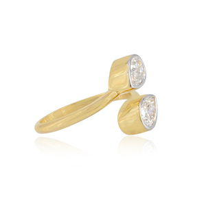 14K Solid Gold 1.06 Carat Lab Grown Diamond Pear Open Bypass <b>Ring</b> <b>Adjustable</b> Luxury Trendy Wedding Engagement Jewelry for - Product Image 5